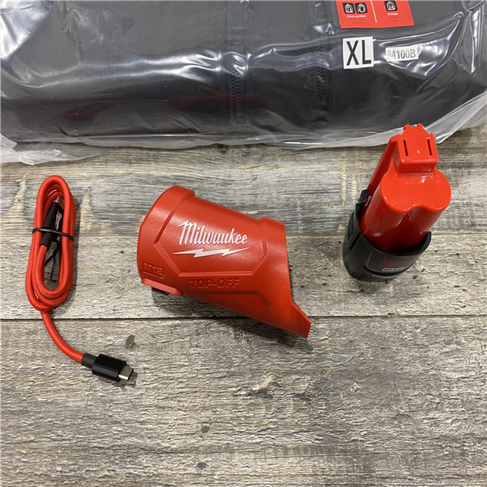 AS-IS Milwaukee Men's X-Large 12-Volt Lithium-Ion Cordless Tough Shell Black Heated Jacket with (1) 3.0 Ah Battery and Charger