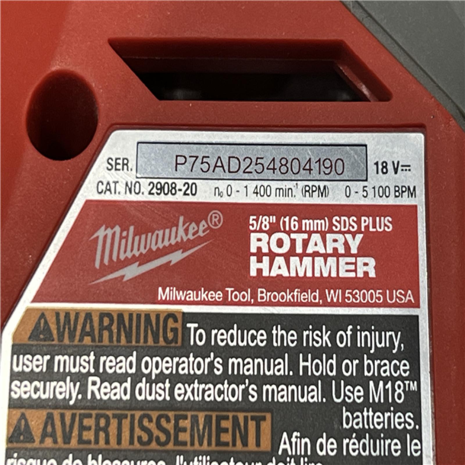 AS-IS Milwaukee FUEL 18V Lithium-Ion Brushless Cordless 5/8 in. SDS-Plus Rotary Hammer (Tool-Only)