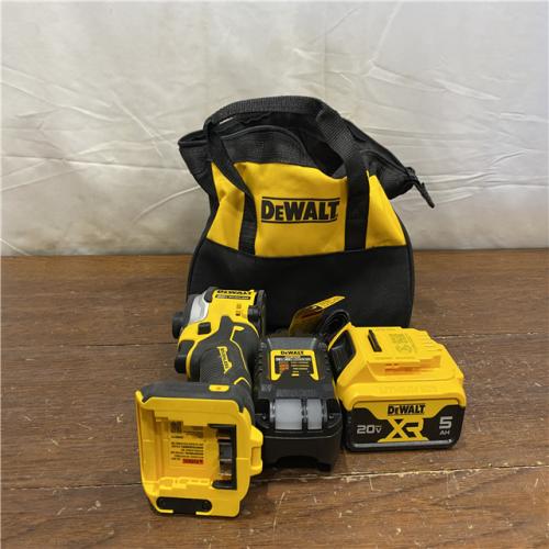 AS-IS DEWALT ATOMIC 20V MAX Lithium-Ion Cordless 1/4 in. Brushless Impact Driver Kit, 5 Ah Battery, Charger, and Bag