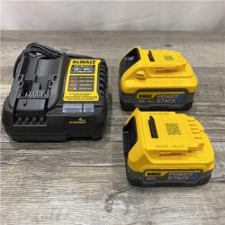 AS-IS DEWALT 20V MAX XR POWERSTACK Lithium-Ion Battery Starter Kit with 5.0Ah and 1.7Ah Batteries and Charger
