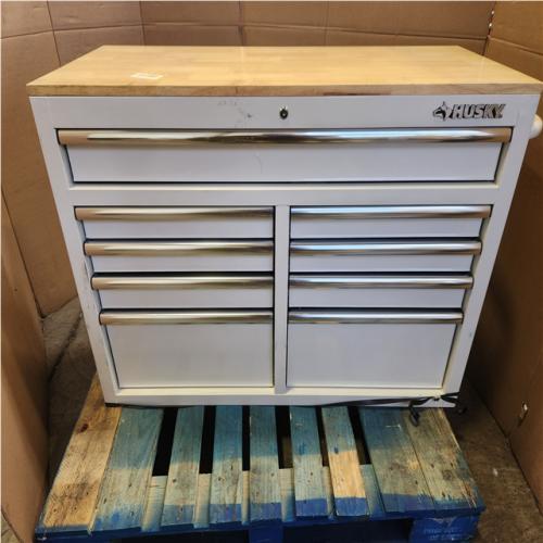 Phoenix Husky Tool Storage 46 in. W x 18 in. D 9-Drawer Gloss White Mobile Workbench Cabinet