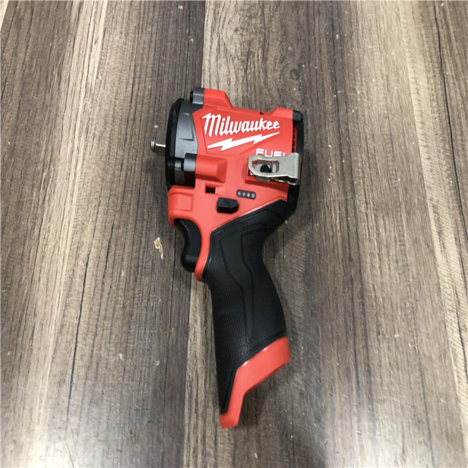 AS-IS Milwaukee FUEL 12V Lithium-Ion Brushless Cordless Stubby 3/8 in. Impact Wrench (Tool-Only)