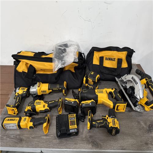 CALIFORNIA AS-IS DeWalt 8-Tool Combo Kit  Includes (2) Batteries  Charger & (2) Bags