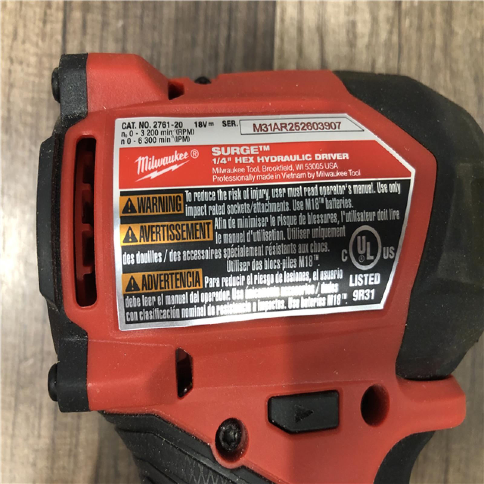 AS-IS Milwaukee FUEL SURGE 18V Lithium-Ion Brushless Cordless 1/4 in. Hex Impact Driver (Tool-Only)