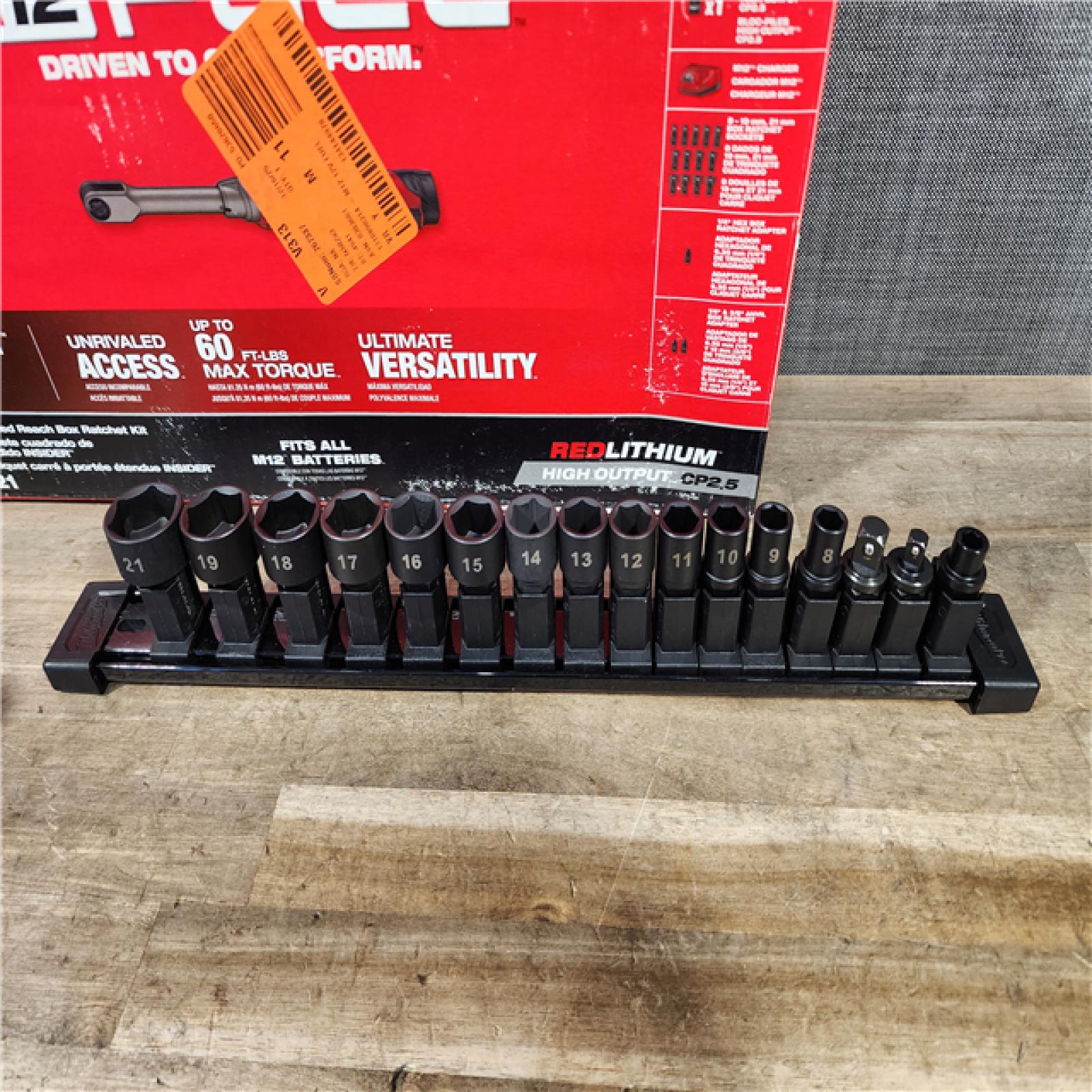 HOUSTON LOCATION - AS-IS M12 FUEL INSIDER 12V Lithium-Ion Brushless Cordless 1/4 in. - 3/8 in. Extended Reach Box Ratchet Kit W/ Battery  Charger