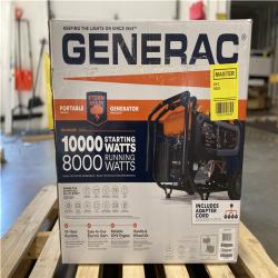 DALLAS LOCATION - NEW! GENERAC 10000 / 8000-Watt Electric Switch Gasoline Portable Generator-Cosense w/ 3 ft. Adapter Cord