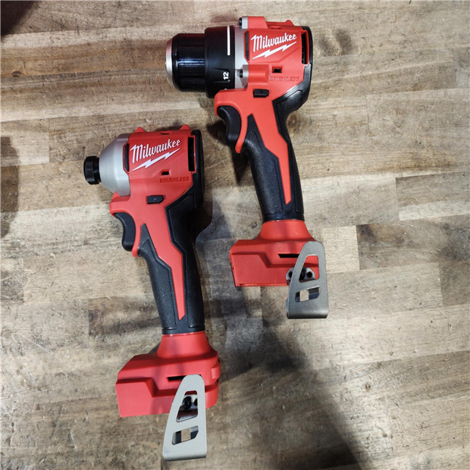 HOUSTON LOCATION - AS-IS Milwaukee M18 18V Lithium-Ion Brushless Cordless Compact Drill/Impact Combo Kit (2-Tool) W/(2) 2.0 Ah Batteries  Charger & Bag