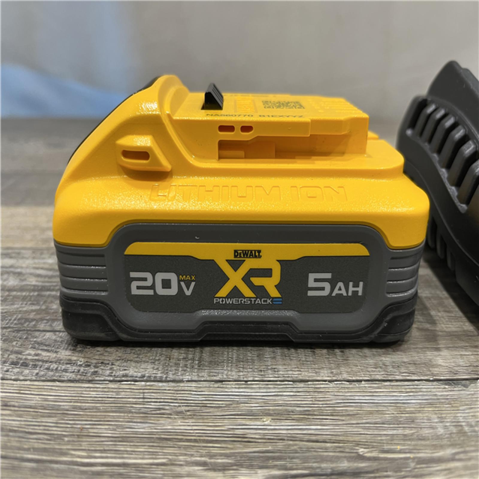 AS-IS DEWALT 20V MAX XR POWERSTACK Lithium-Ion Battery Starter Kit with 5.0Ah Battery and Charger