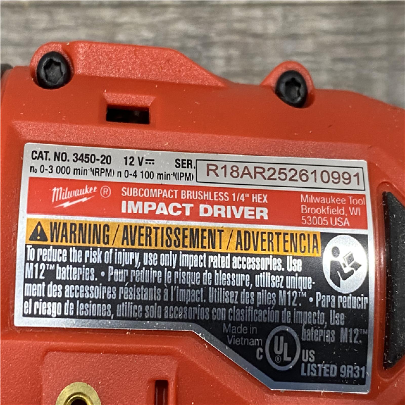 AS-IS Milwaukee 12-Volt Lithium-Ion Compact Brushless Cordless 1/4 in. Impact Driver Kit