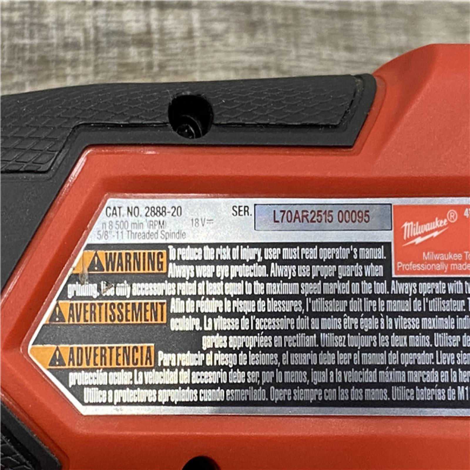 AS-IS Milwaukee FUEL 18V Lithium-Ion Brushless Cordless 4-1/2 in./5 in. Grinder with Variable Speed & Paddle Switch (Tool-Only)