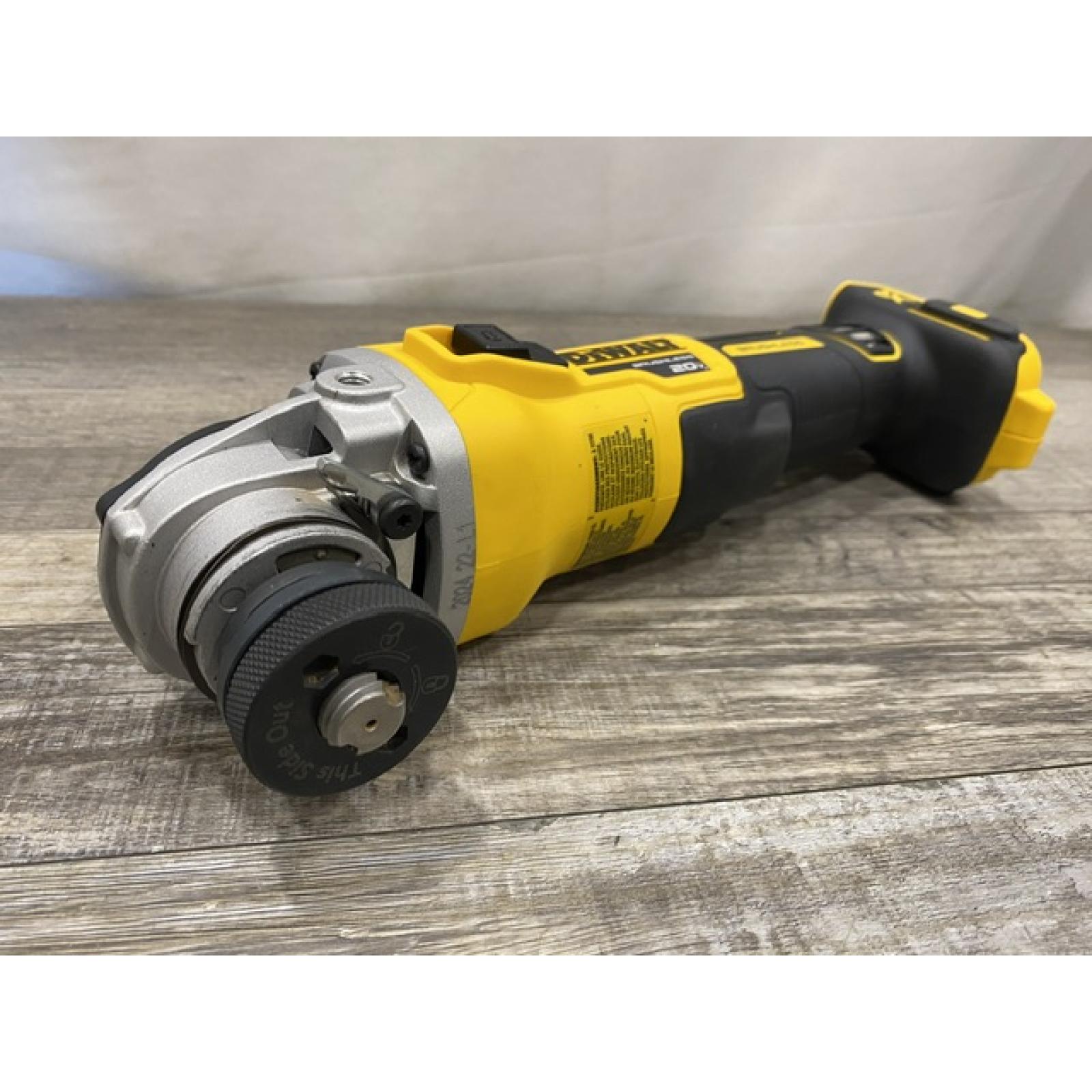 AS-IS DEWALT 20V MAX XR Cordless Brushless 4.5 in. Slide Switch Small Angle Grinder with Kickback Brake (Tool Only)
