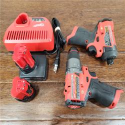 AS-IS Milwaukee M12 FUEL Brushless Cordless Hammer Drill and Impact Driver (2-Tool) Combo Kit