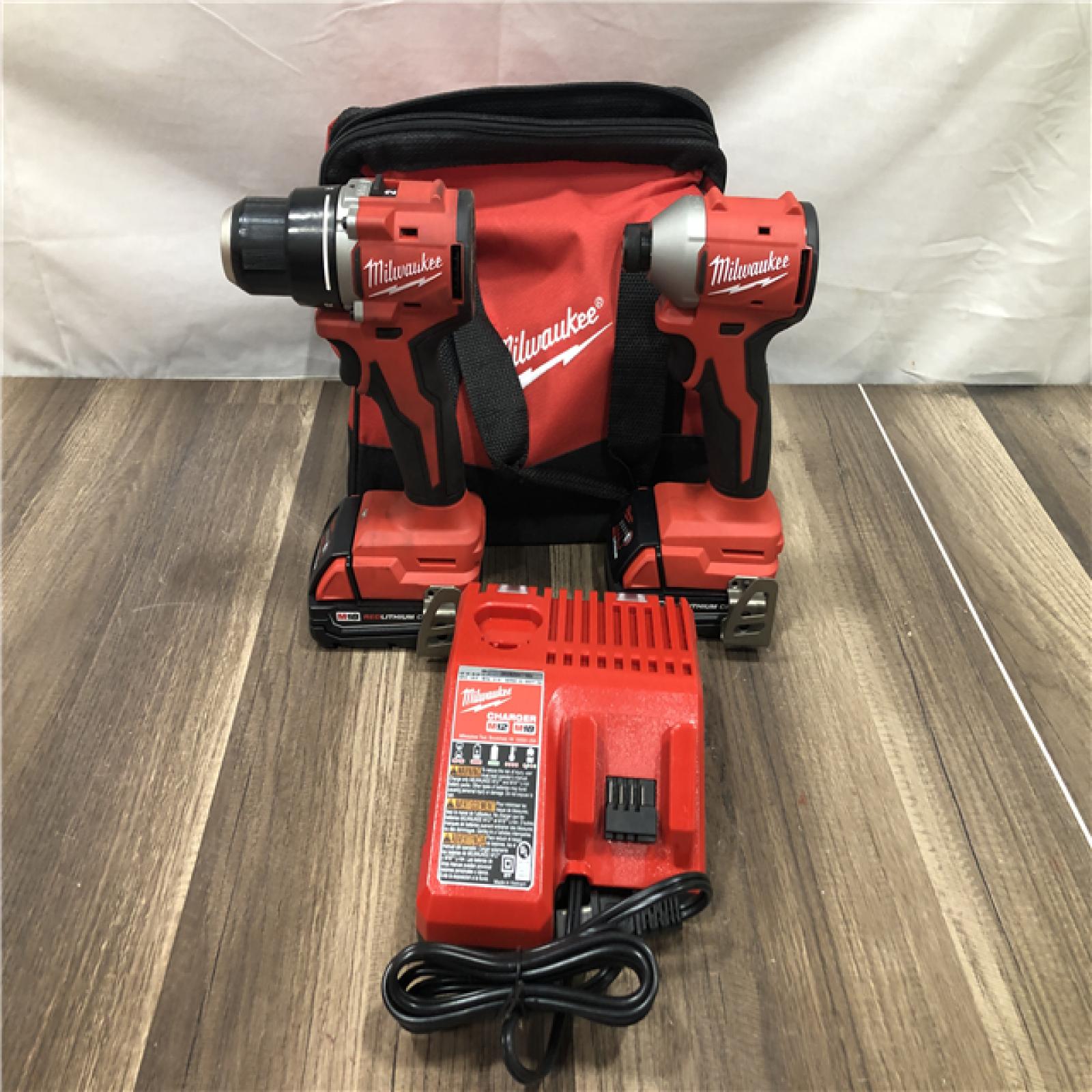 AS-IS Milwaukee M18 18V Lithium-Ion Brushless Cordless Compact Drill/Impact Combo Kit