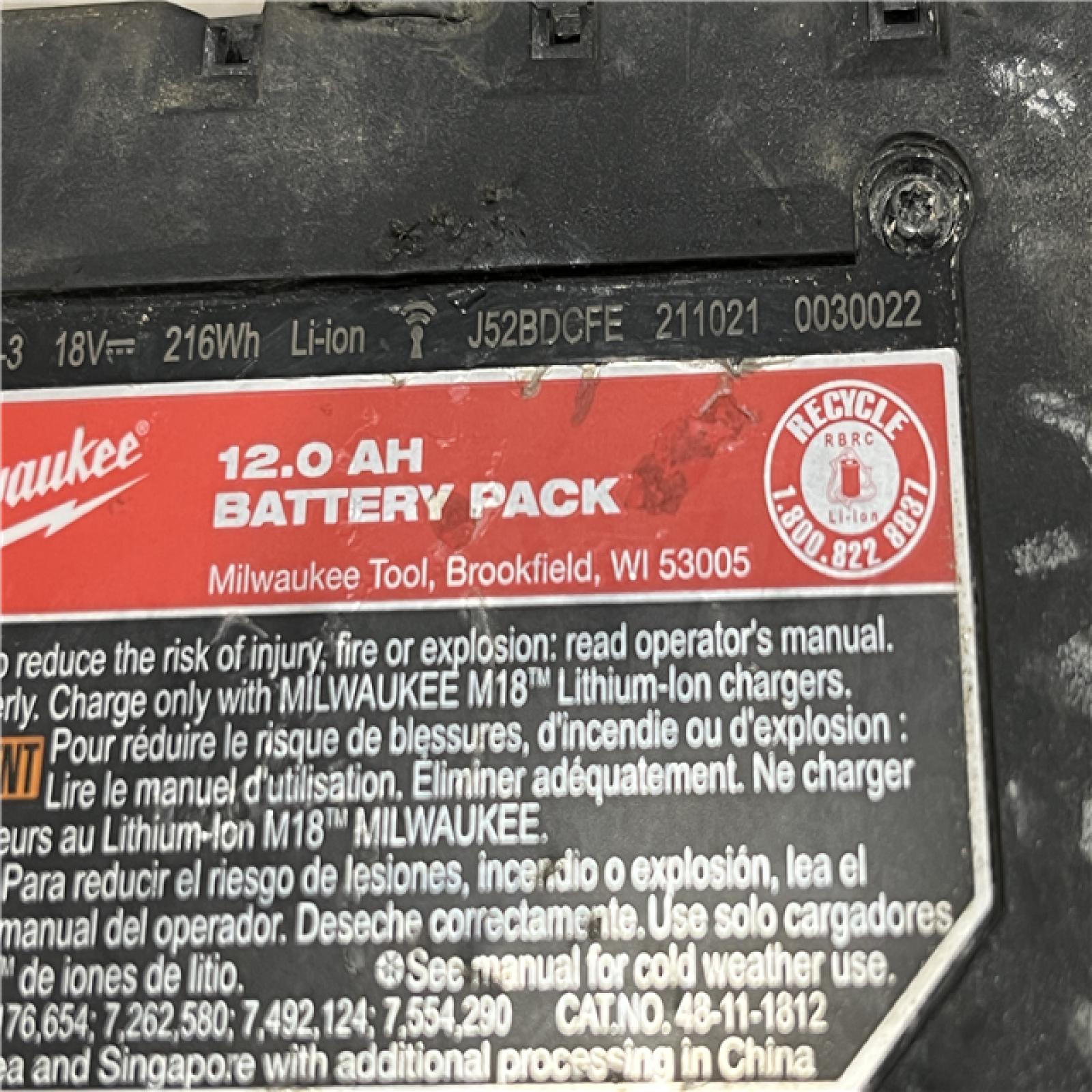 AS-IS Milwaukee 18-Volt Lithium-Ion High Output 12. 0Ah Battery Pack