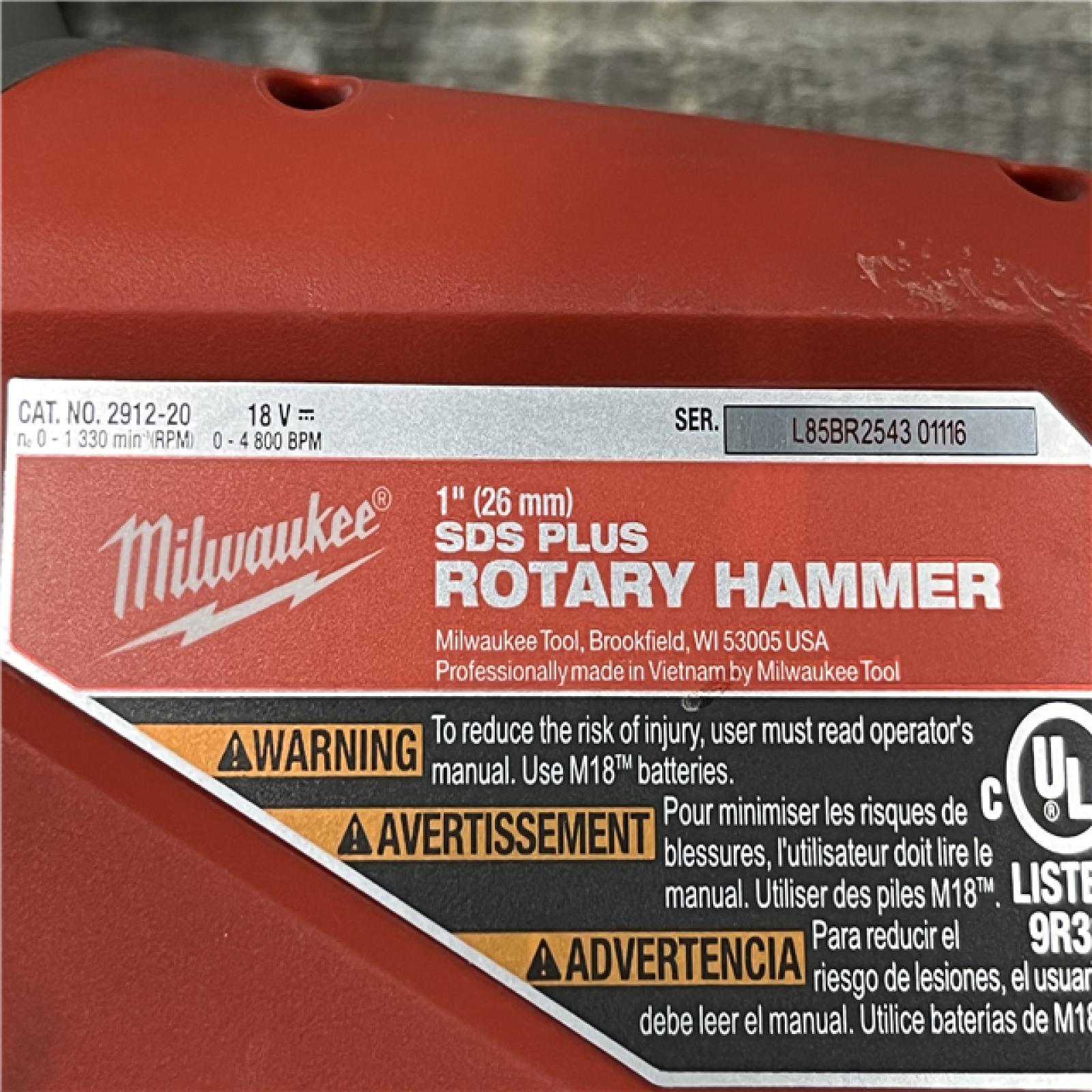 AS-IS Milwaukee FUEL 18V Lithium-Ion Brushless Cordless 1 in. SDS-Plus Rotary Hammer (Tool-Only)