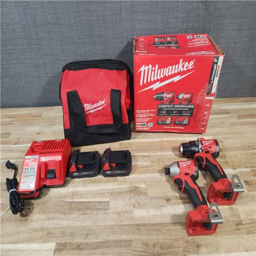 HOUSTON LOCATION - AS-IS Milwaukee M18 18V Lithium-Ion Brushless Cordless Compact Drill/Impact Combo Kit