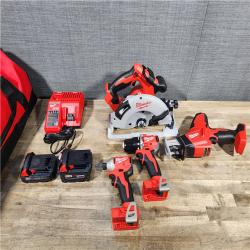 HOUSTON LOCATION - AS-IS (APPEARS LIKE NEW) Milwaukee M18 18-Volt Lithium-Ion Brushless Cordless Combo Kit (4-Tool) with 2-Batteries, 1-Charger and Tool Bag
