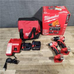 HOUSTON LOCATION - AS-IS (APPEARS LIKE NEW) M18 18-Volt Lithium-Ion Brushless Cordless Compact Hammer Drill/Impact Combo Kit (2-Tool) with (2) Batteries, Bag