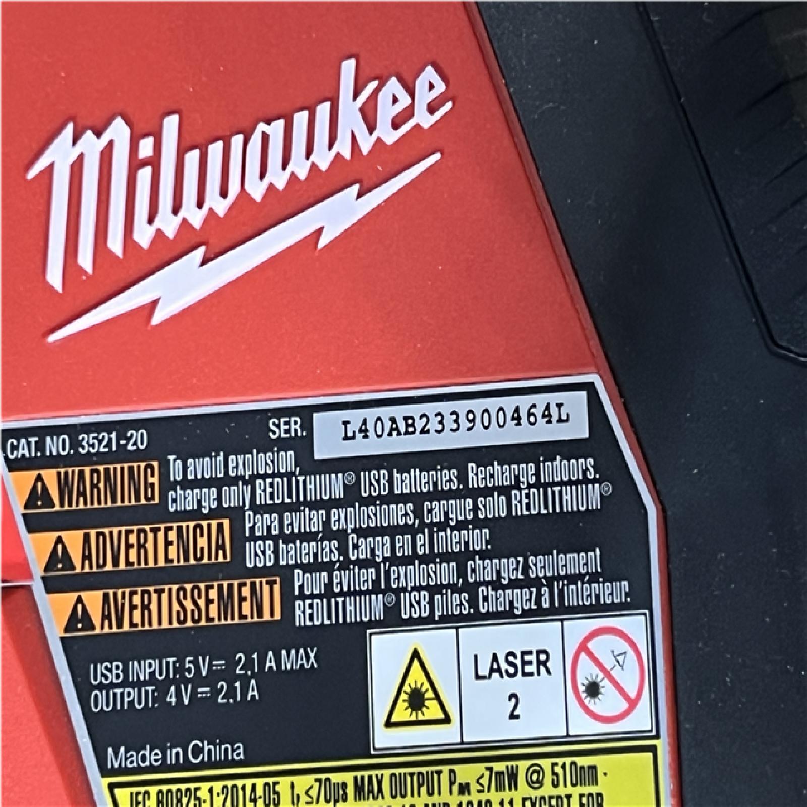 Houston Location AS-IS MILWAUKEE 100 ft. REDLITHIUM Lithium-Ion USB Green Rechargeable Cross Line Laser Level (TOOL ONLY)