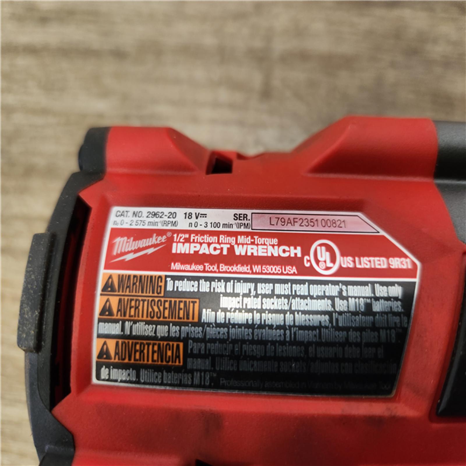 Phoenix Location LIKE NEW Milwaukee M18 FUEL Gen-2 18V Lithium-Ion Brushless Cordless Mid Torque 1/2 in. Impact Wrench w/Friction Ring (Tool-Only)