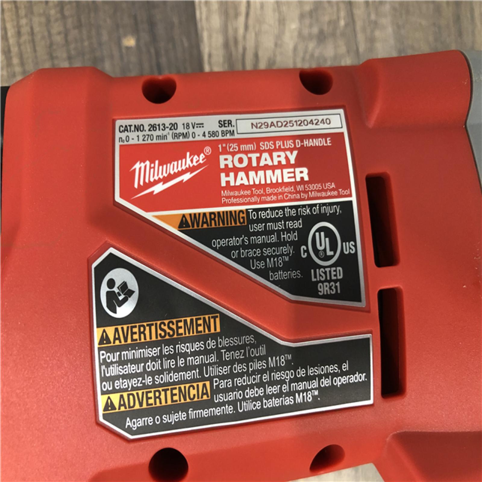 AS-IS Milwaukee 18V Lithium-Ion Brushless Cordless 1 in. SDS-Plus D-Handle Rotary Hammer (Tool-Only)