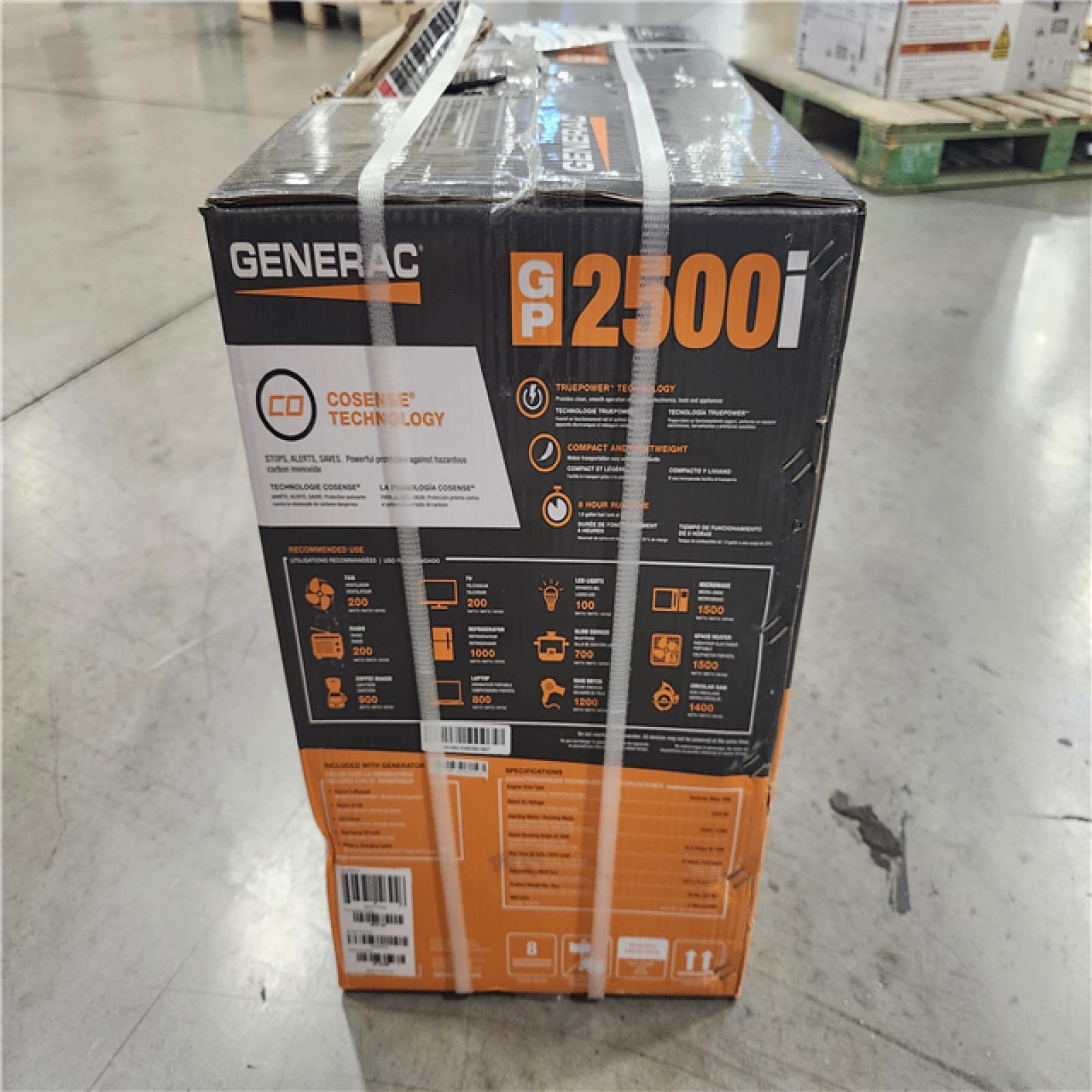 NEW! - Generac 2500 Watt Recoil Start Gasoline Portable Generator Inverter w/ COSense