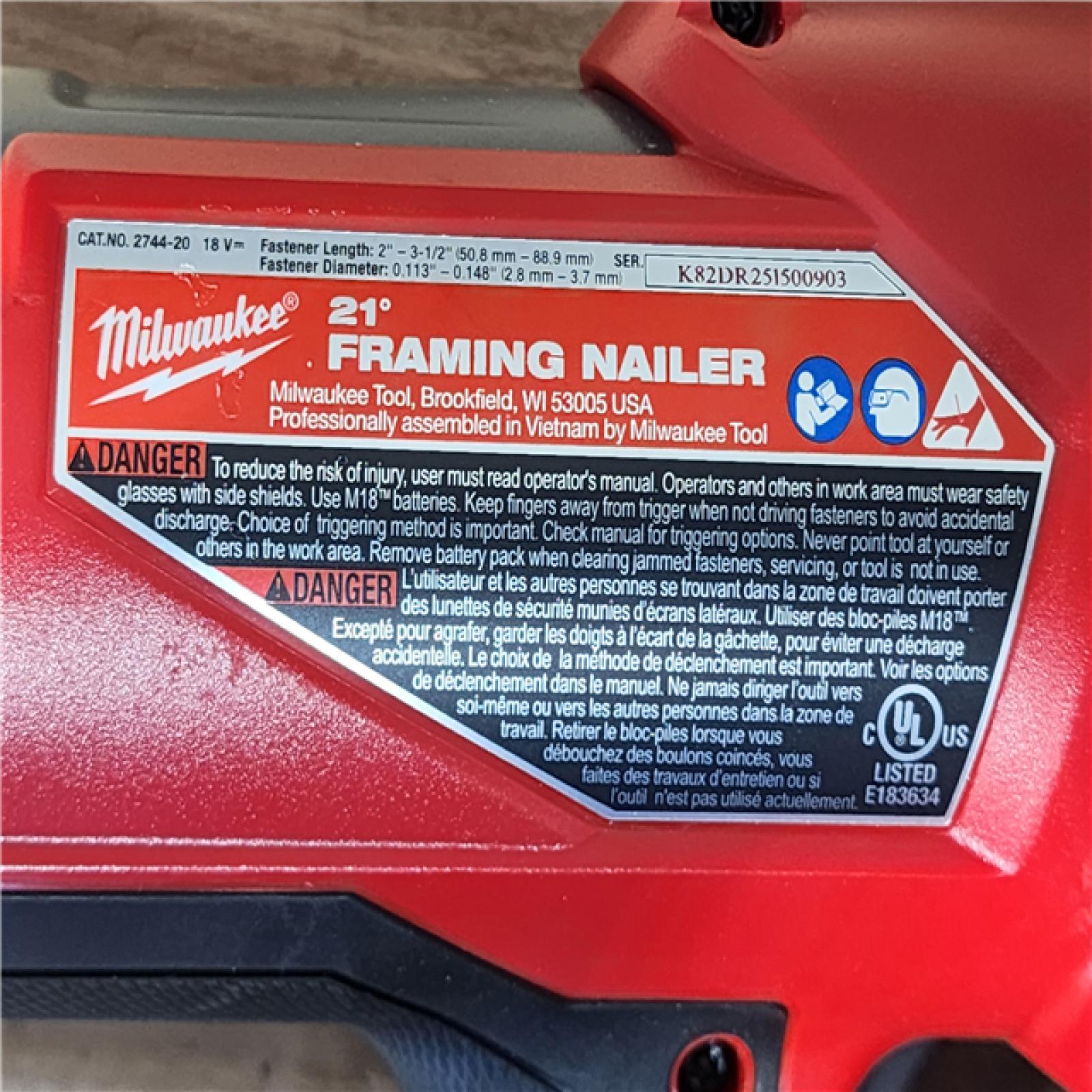 HOUSTON LOCATION - AS-IS Milwaukee FUEL 3-1/2 in. 18-Volt 21-Degree Lithium-Ion Brushless Cordless Framing Nailer (Tool-Only)