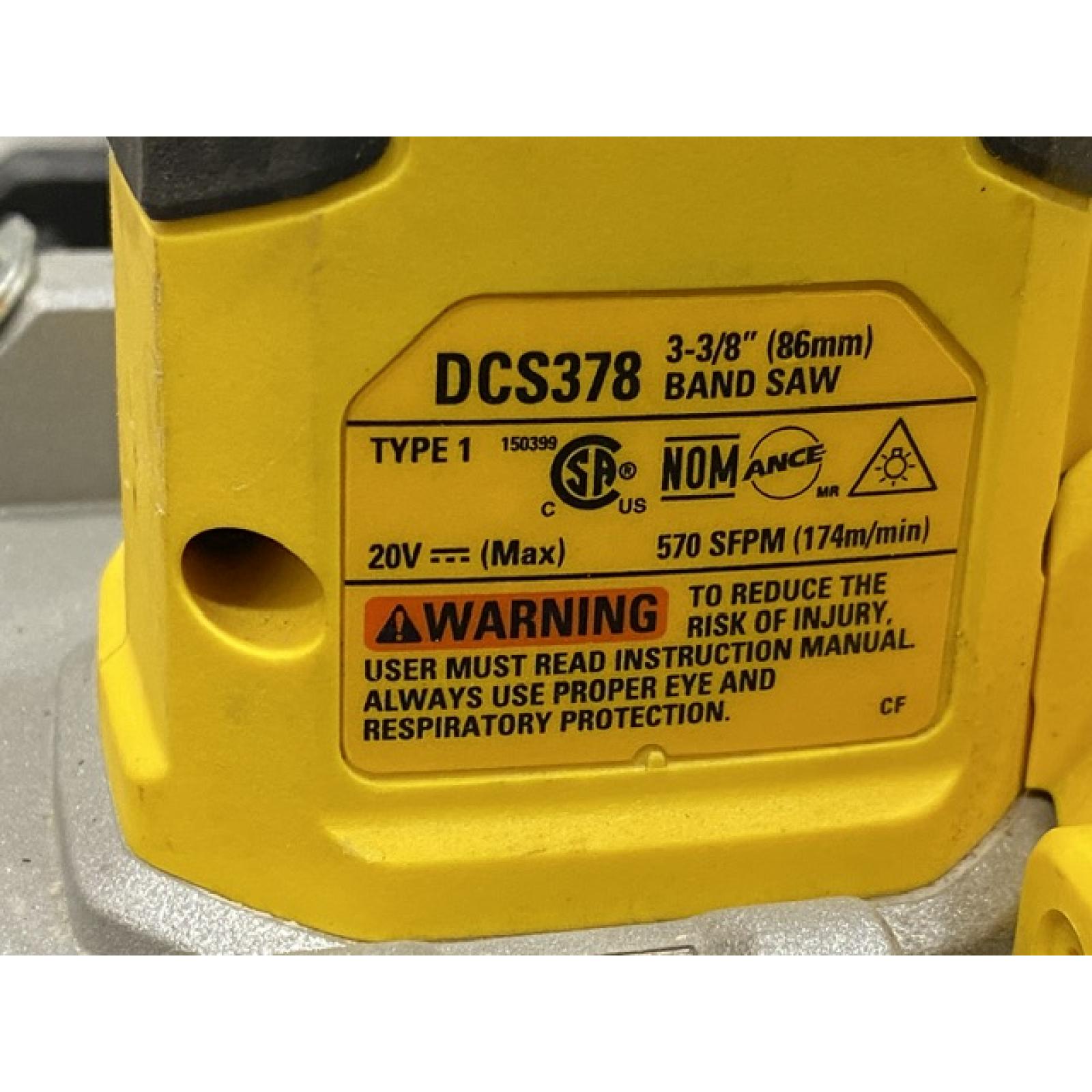 AS-IS DEWALT 20-Volt MAX Lithium-Ion 3-3/8 in. Cordless Band Saw Kit