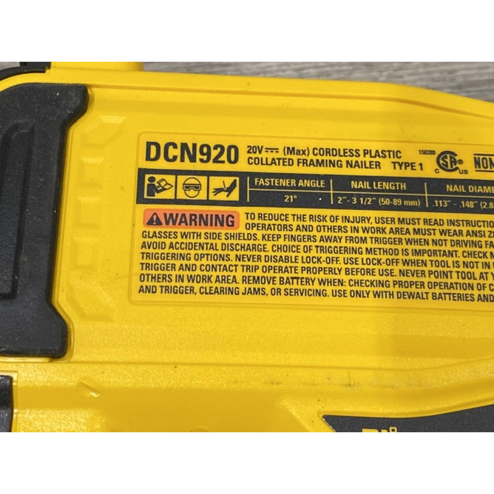 AS-IS DEWALT 20-Volt 21° Cordless Framing Nailer (Tool-Only)