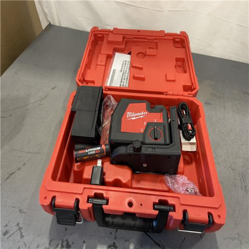 AS-IS - Milwaukee Green 100 ft. Cross Line and Plumb Points Rechargeable Laser Level Kit