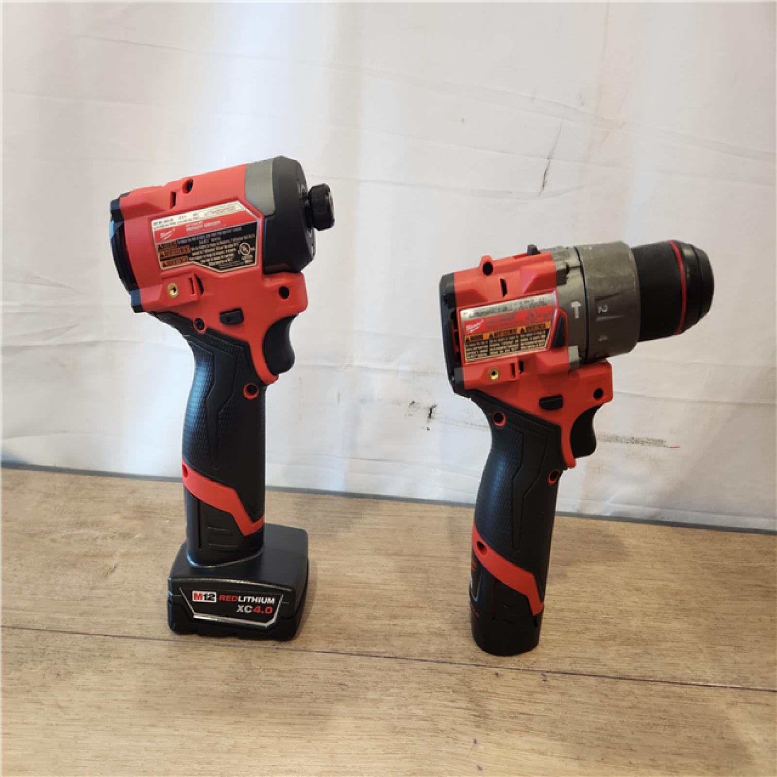 AS-IS- Milwaukee 12V Brushless Hammer Drill and Impact Driver Combo Kit