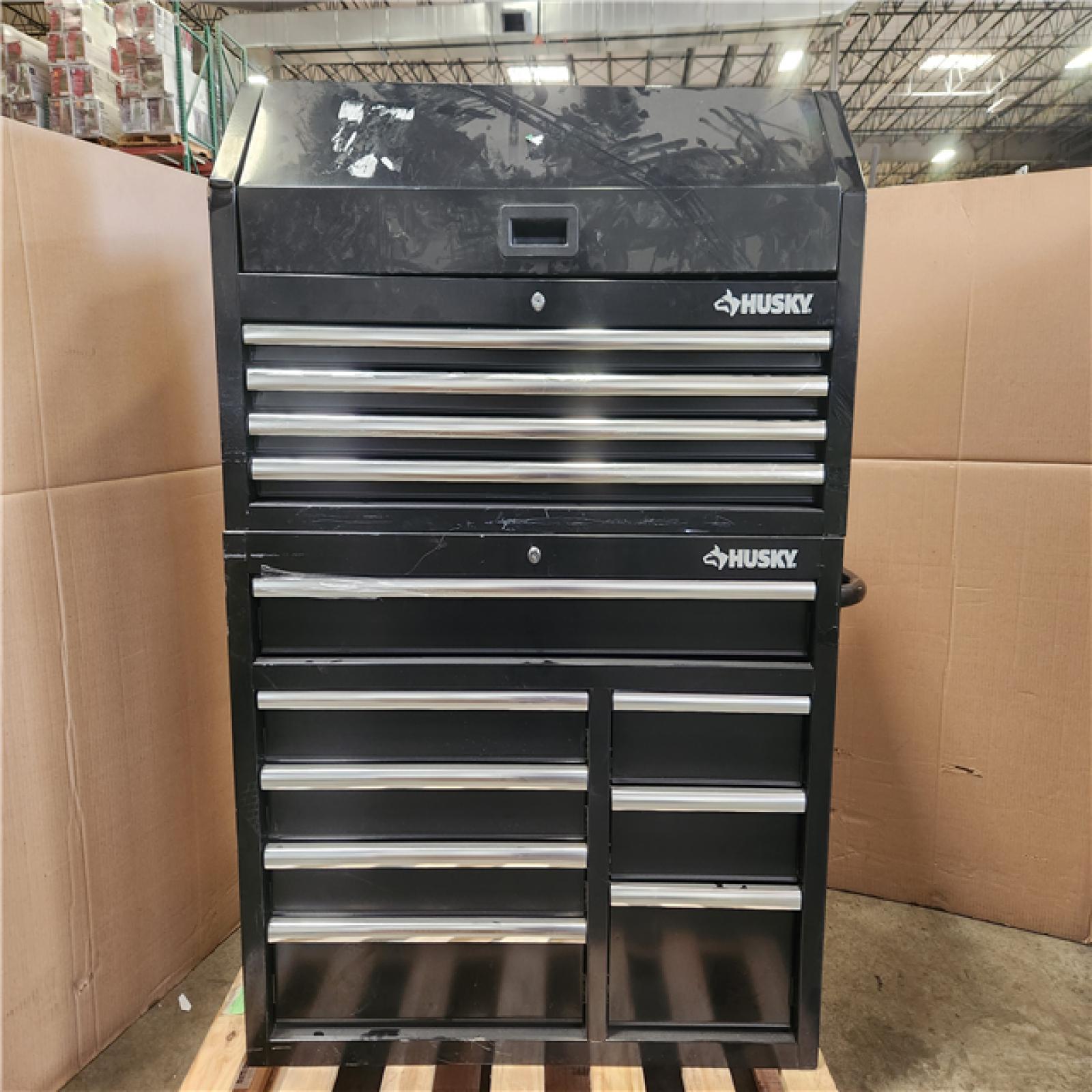 Phoenix Husky Standard Duty 42 in. W x 18 in. D 12-Drawer Gloss Black Rolling Tool Chest Combo