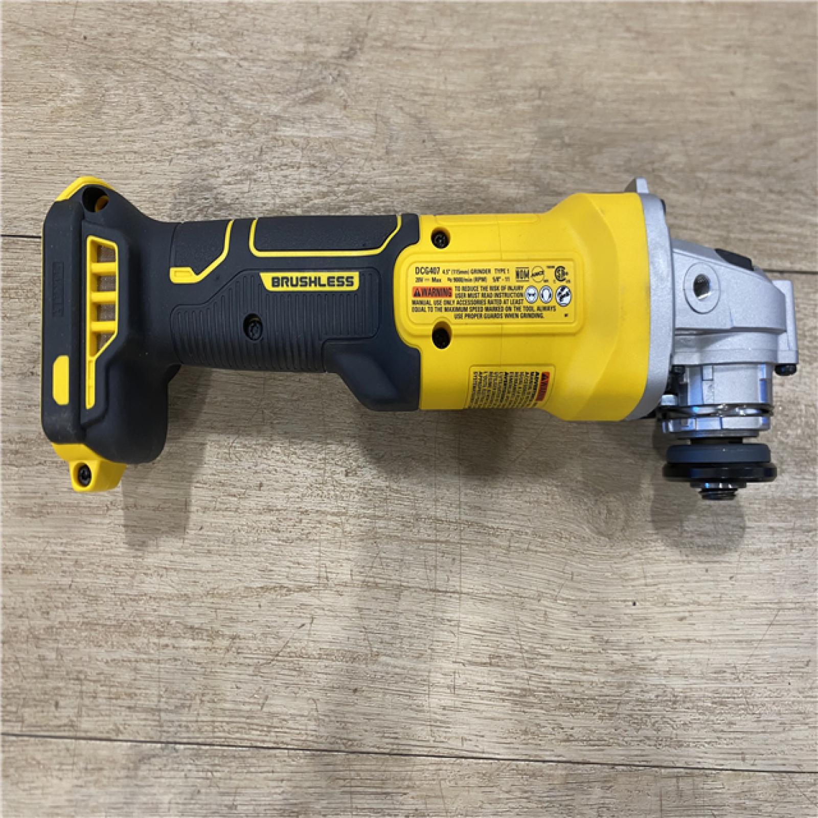 AS-IS DEWALT 20-Volt MAX Cordless Brushless 4-1/2 in. Angle Grinder with Slide Switch (Tool Only)