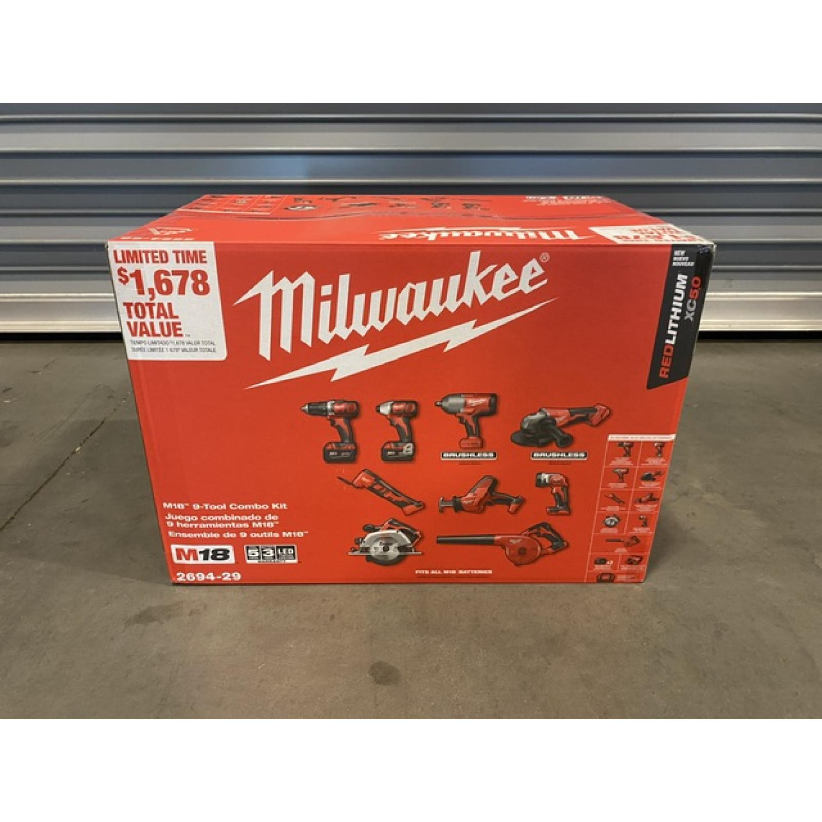 NEW - Milwaukee 18-Volt Lithium-Ion Cordless (9-Tool) Combo Kit