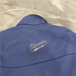 AS-IS Men's Large M12 12-Volt Lithium-Ion Cordless Tough Shell Navy Blue Heated Jacket with (1) 3.0 Ah Battery and Charger