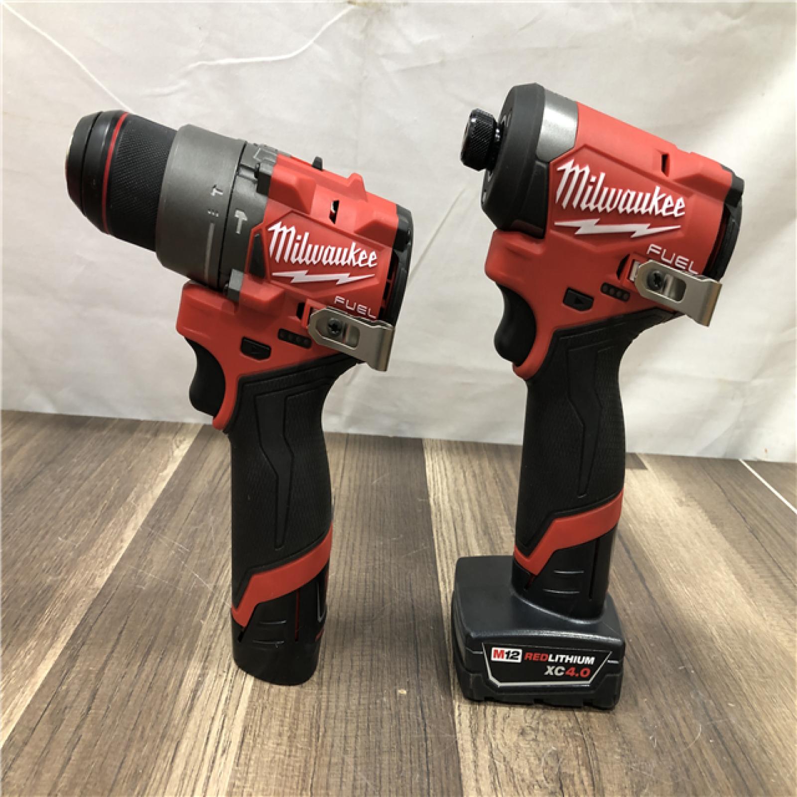 AS-IS Milwaukee FUEL 12-Volt Lithium-Ion Brushless Cordless Hammer Drill and Impact Driver Combo Kit