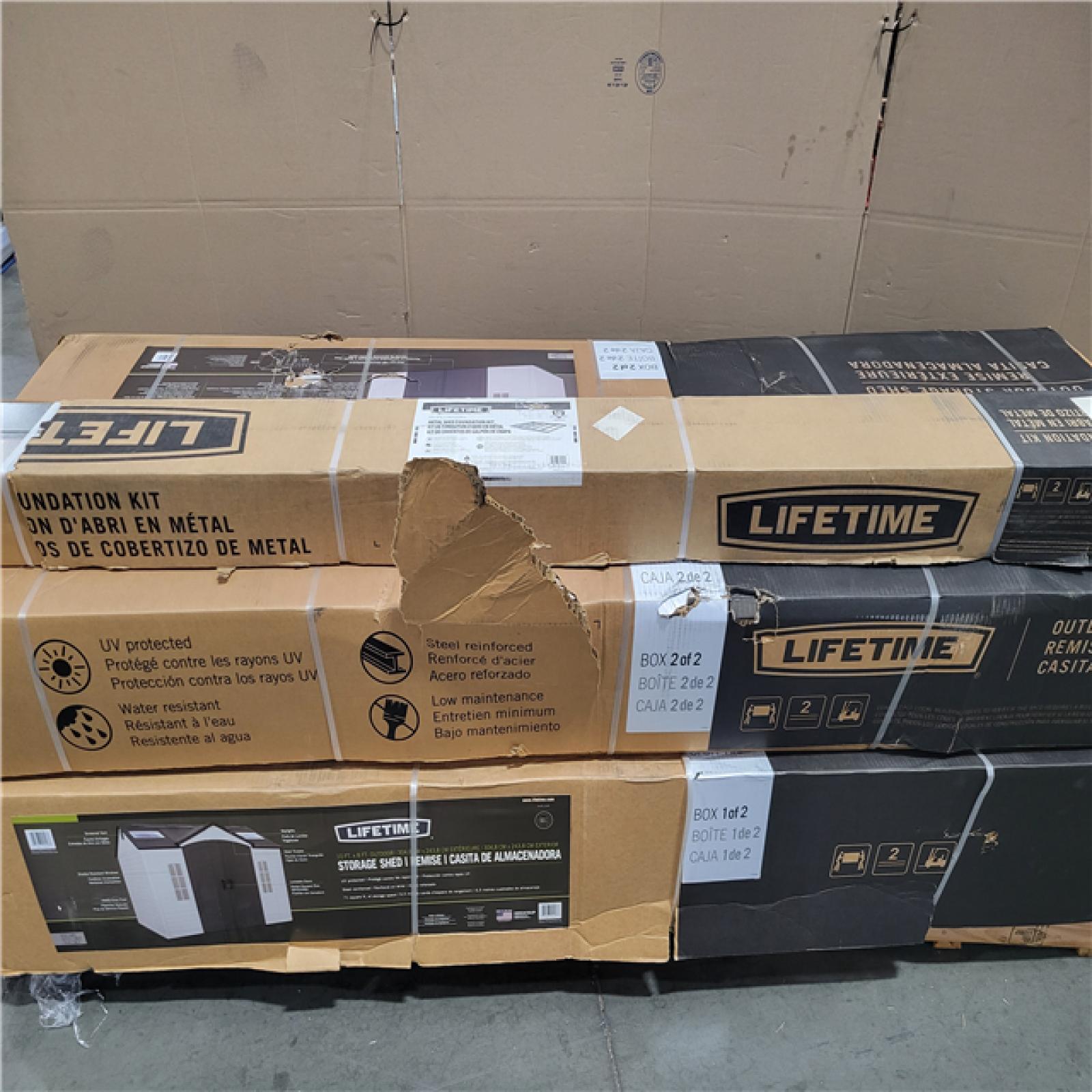 CALIFORNIA APPEARS NEW LIFETIME STORAGE SHED W/ METAL FOUNDATION KIT