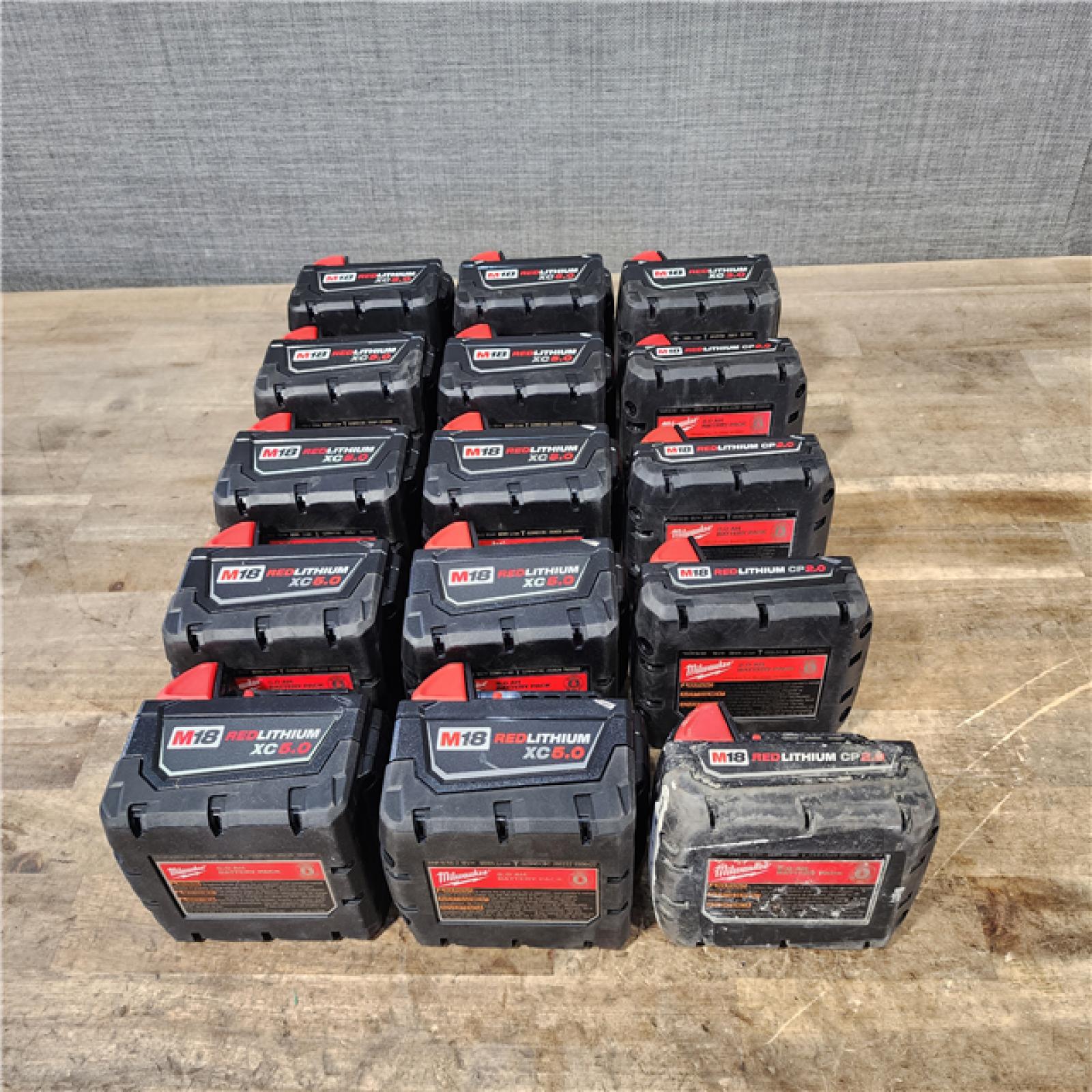 HOUSTON LOCATION - AS-IS MILWAUKEE BATTERY PACK QTY - 15