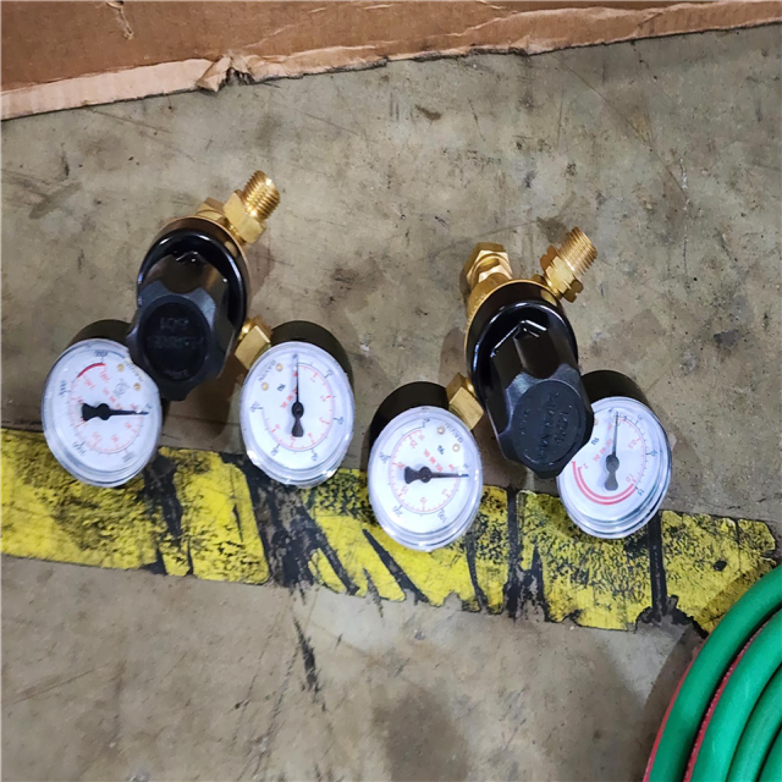 HOUSTON LOCATION - AS-IS Lincoln Electric Port-a-Torch Kit with Oxygen and Acetylene Tanks and 3/16 in. X 12 Ft. Hose  for Cutting Welding and Brazing