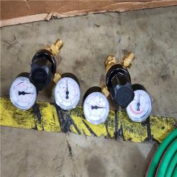 HOUSTON LOCATION - AS-IS Lincoln Electric Port-a-Torch Kit with Oxygen and Acetylene Tanks and 3/16 in. X 12 Ft. Hose  for Cutting Welding and Brazing