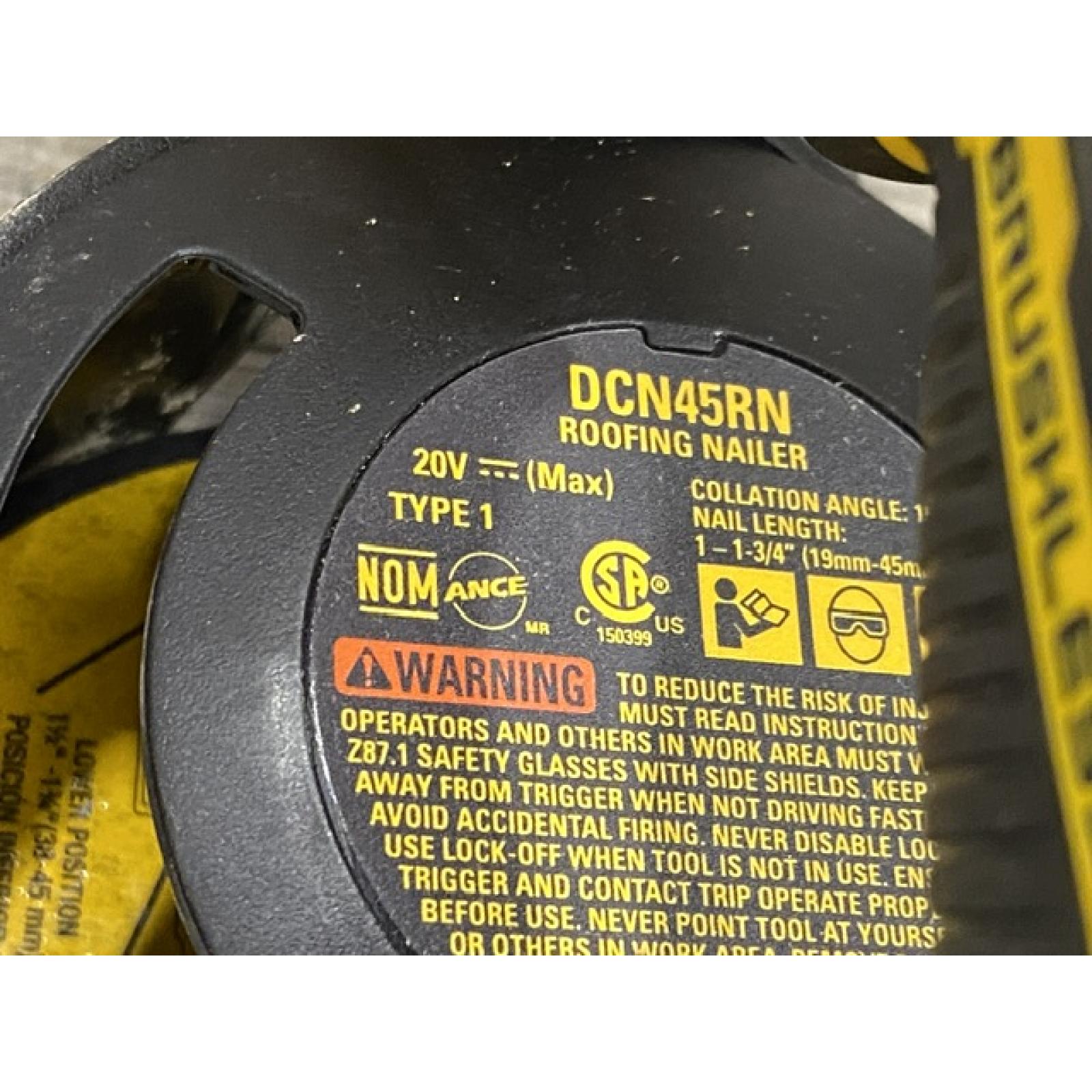 AS-IS DEWALT 20V MAX Lithium-Ion 15-Degree Electric Cordless Roofing Nailer Kit