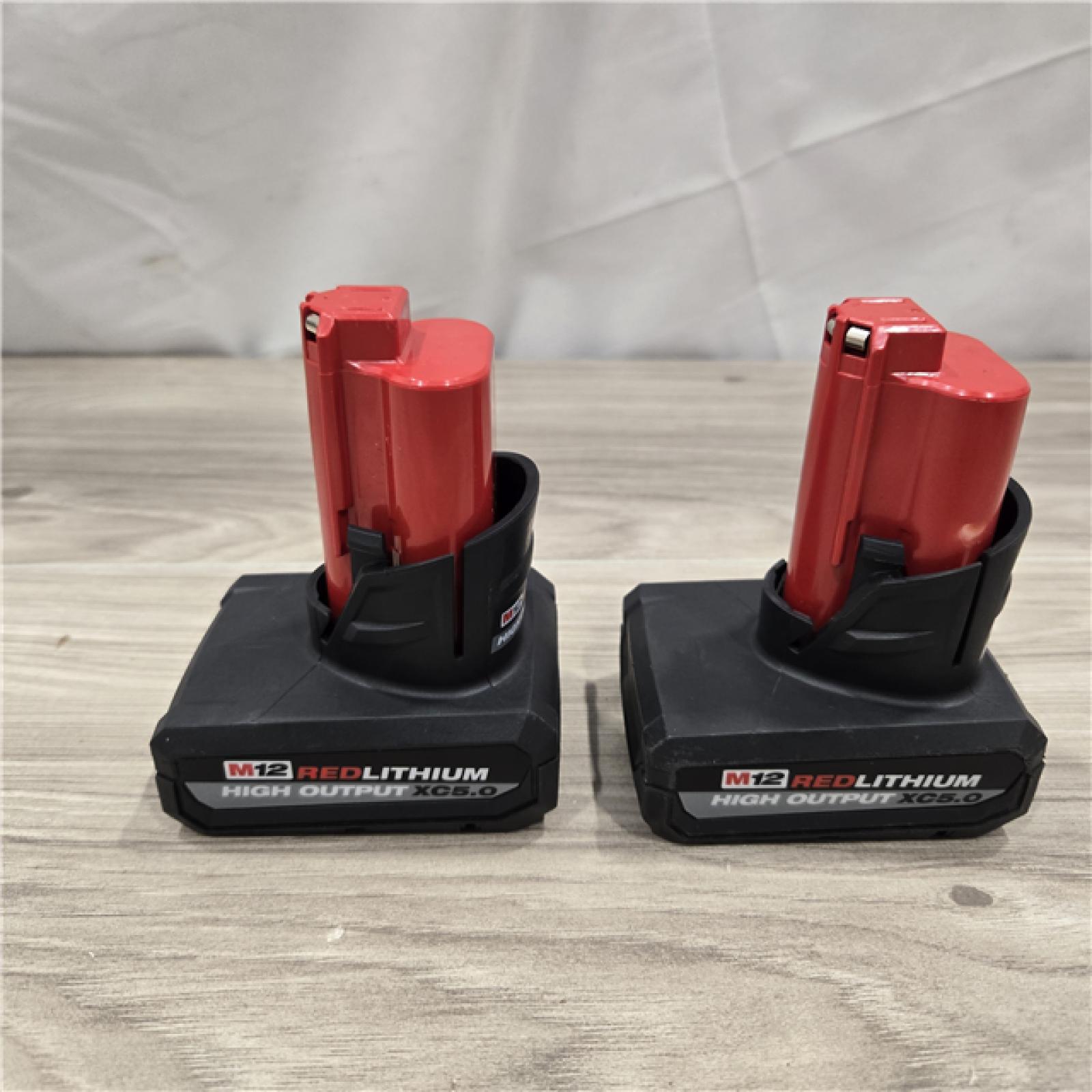 AS-IS Milwaukee M12 12V Lithium-Ion XC High Output 5.0 Ah Battery Pack (2-Pack) Starter Kit