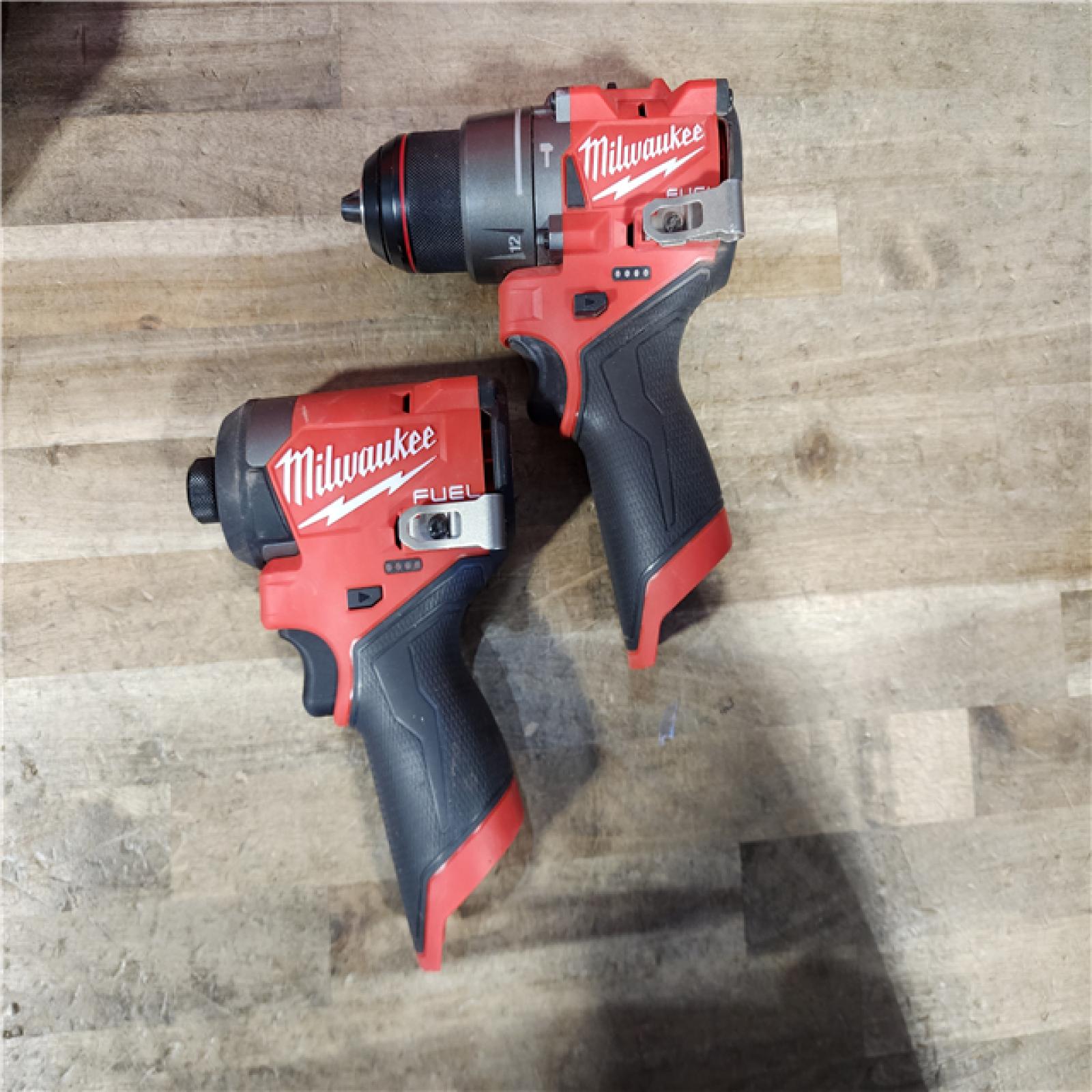 HOUSTON LOCATION - AS-IS Milwaukee FUEL 12-Volt Lithium-Ion Brushless Cordless Hammer Drill and Impact Driver Combo Kit