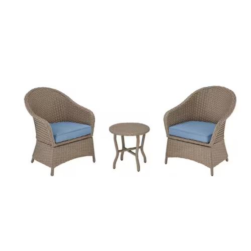DALLAS LOCATION- StyleWell Mayberry 3-Piece Metal Outdoor Bistro Set with Lake Cushions (2 UNITS)