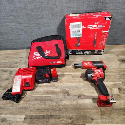 HOUSTON LOCATION - AS-IS M18 FUEL 18V Cordless Mid Torque 1/2 in. Impact Wrench W/ M12 FUEL 3/8 in. Ratchet & Battery/Charger Combo Kit