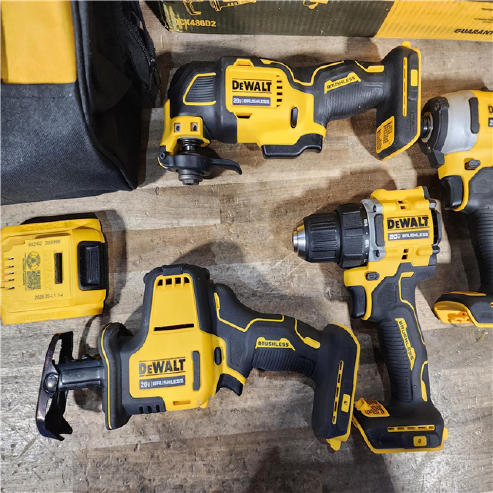 HOUSTON LOCATION - AS-IS DEWALT ATOMIC 20-Volt Lithium-Ion Cordless Brushless Combo Kit (4-Tool)