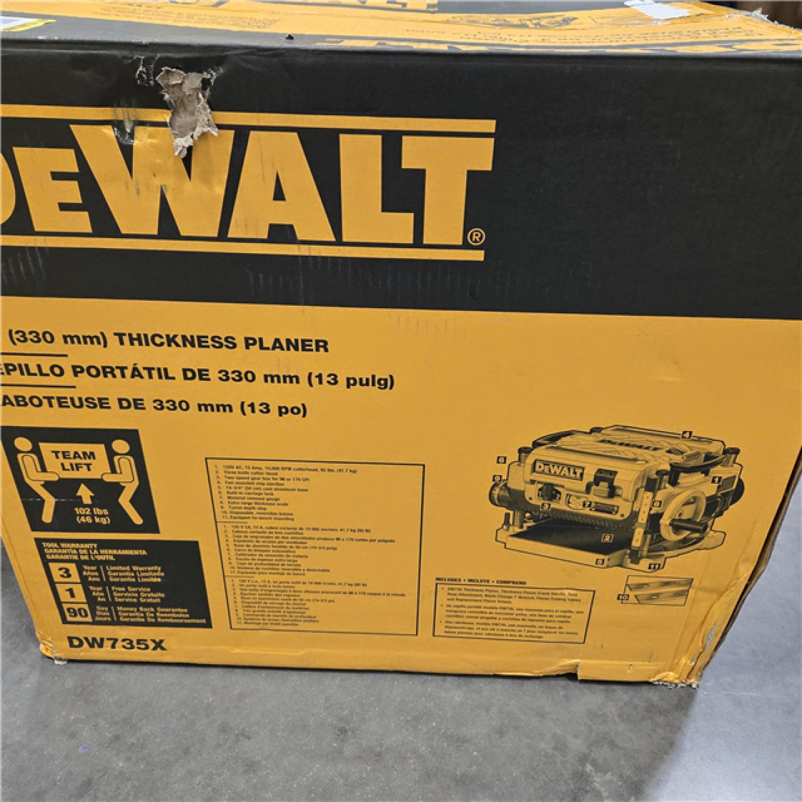 AS-IS DEWALT 13 2 Speed 3-Knife Thickness Planer