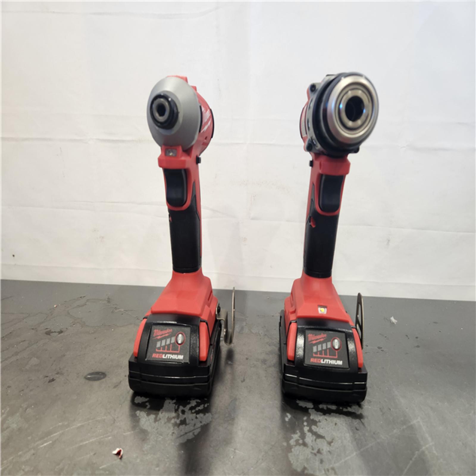 AS-IS- Milwaukee M18 18V Lithium-Ion Brushless Cordless Compact Drill/Impact Combo Kit (2-Tool) W/(2) 2.0 Ah Batteries  Charger & Bag