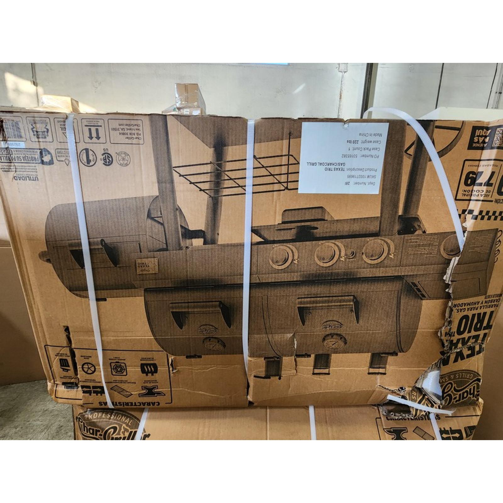 Phoenix AS-IS Char-Griller Texas Trio 4-Burner Dual Fuel Grill with Smoker in Black