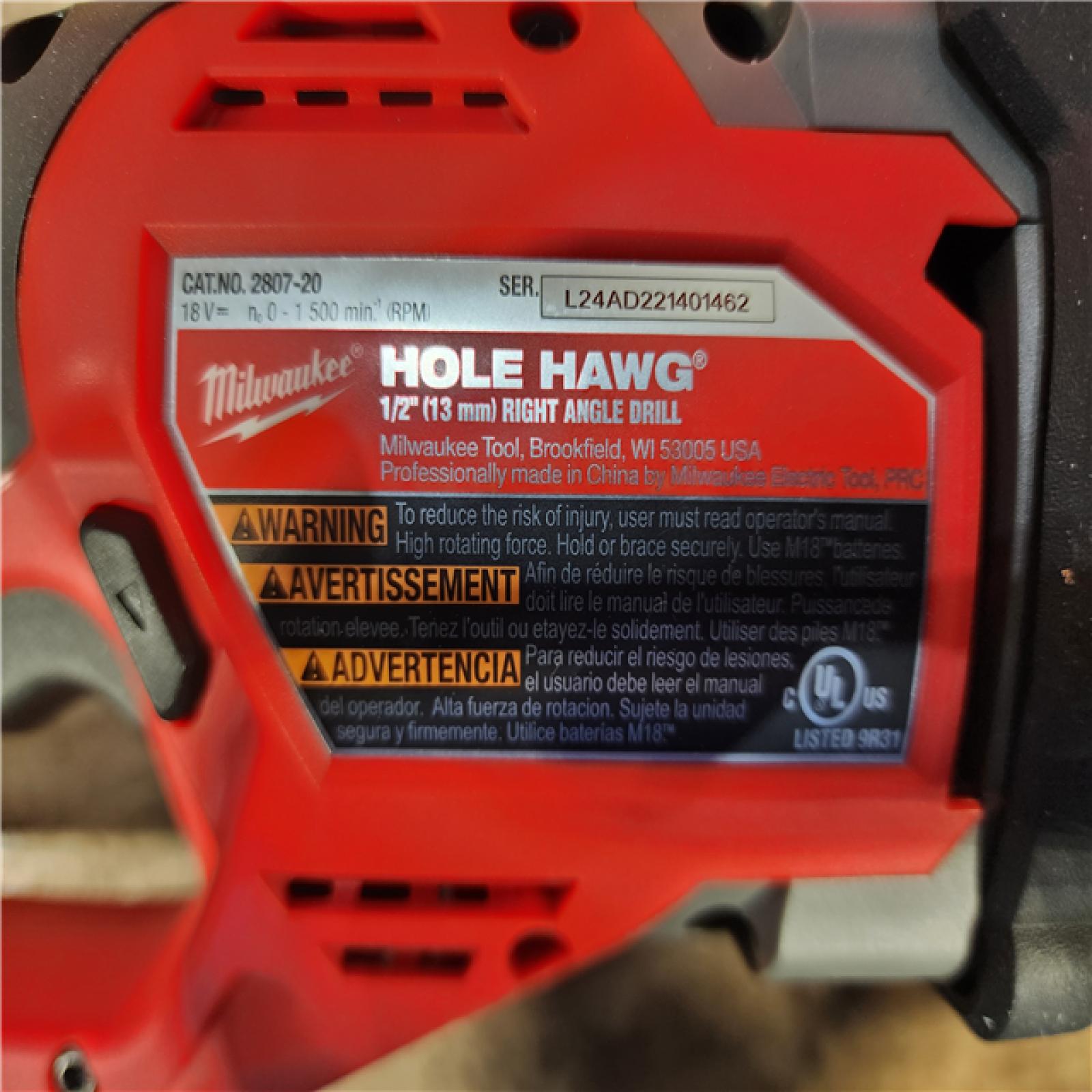 HOUSTON LOCATION - AS-IS Milwaukee M18 FUEL GEN II Brushless Cordless 1/2 in. Hole Hawg Right Angle Drill (Tool-Only)